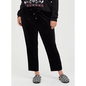Torrid Black Pull-On Relaxed Taper Velvet High Rise Pant Size 1